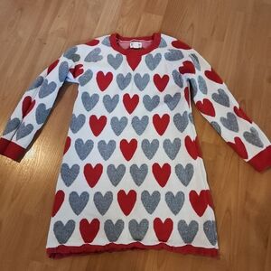 Hatley Red and Gray Heart Sweater Dress